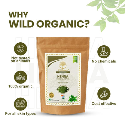 Wild Organic 100% Natural & Pure Herbal Henna Powder - 100 gms
