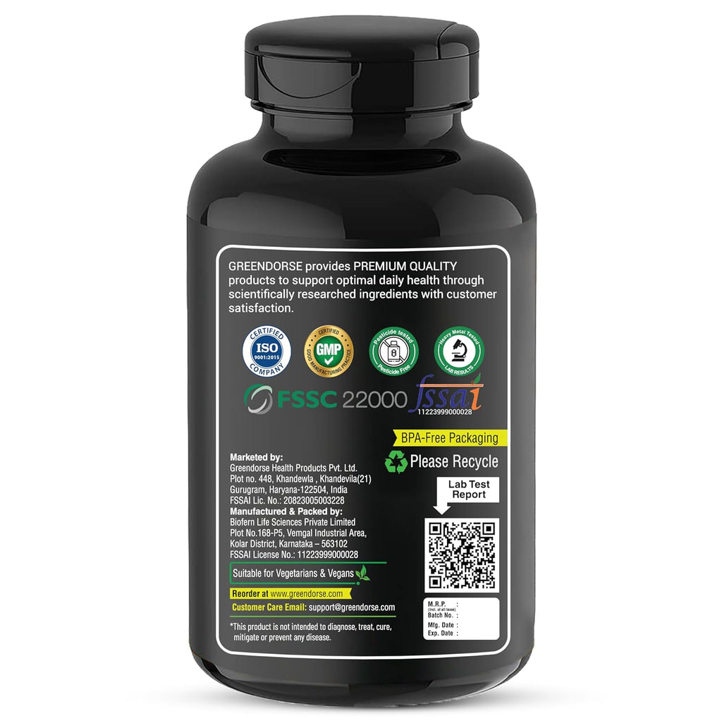 GREENDORSE Organic Ginkgo Biloba Pure Extract 120 mg | Standardized to 24% Flavone Glycosides & 6% Terpene Lactones | Cognitive Support, Circulation Booster & Antioxidant - 60 Veg Capsules