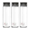 Cello H2O Glass Fridge Water Bottle with Plastic Cap | 920 ml | Set of 3 | Black