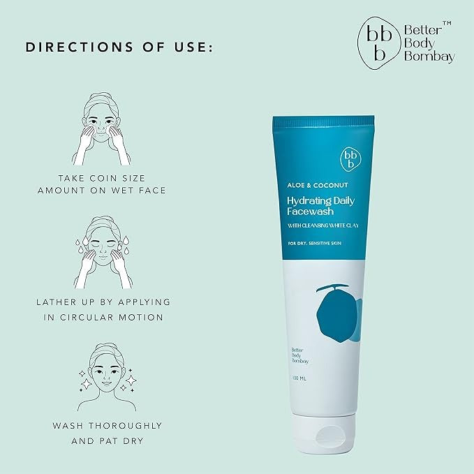 Better Body Bombay Aloe & Coconut Hydrating Daily Facewash - 100 ml (Pack of 2)