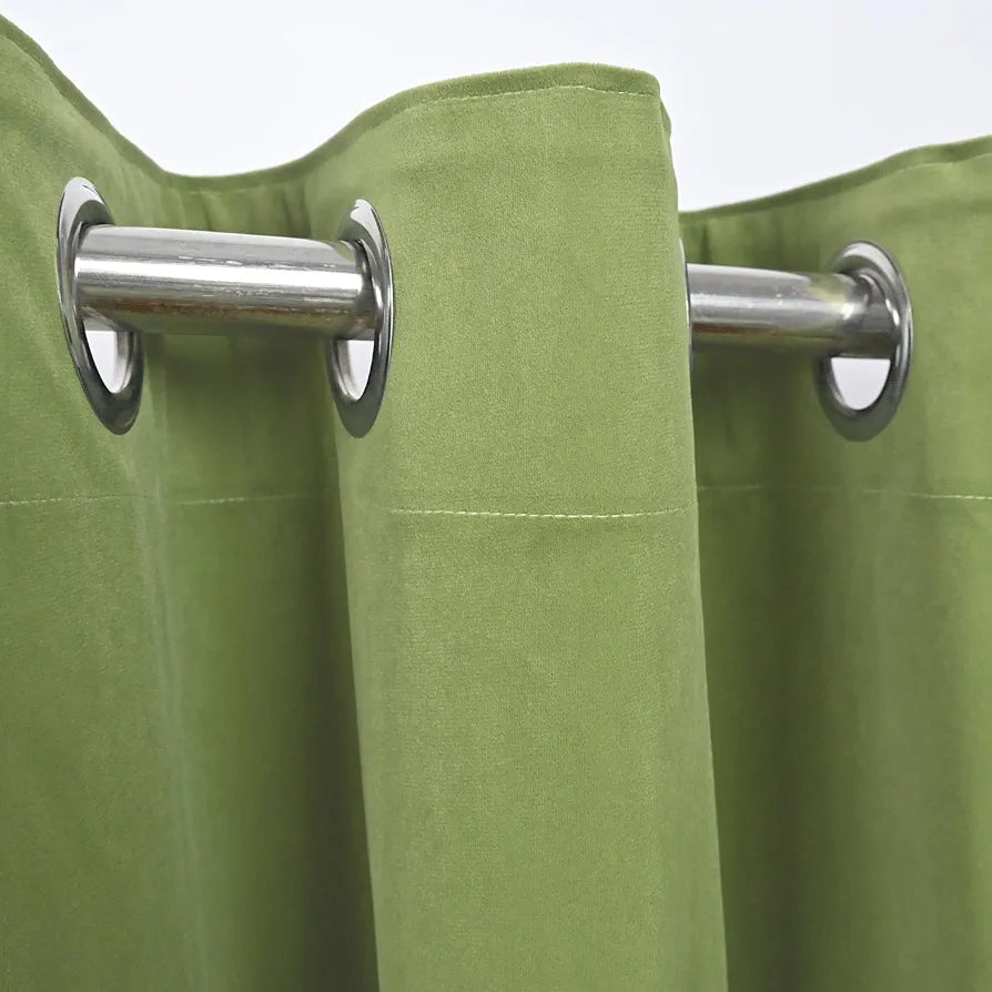 Divine Casa 7 Feet Velvet Blackout Door Curtain Luxurious Thermal Insulated & Noise Reducing Panel Room Darkening Opaque Curtain Colour Olive (Pack of 1)