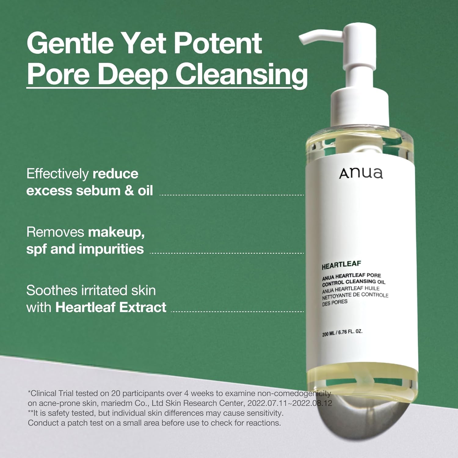 Anua Heartleaf Pore Control Cleansing Oil, Makeup Blackhead Remover, Oil Cleanser for Face, Korean Skin Care 200ml