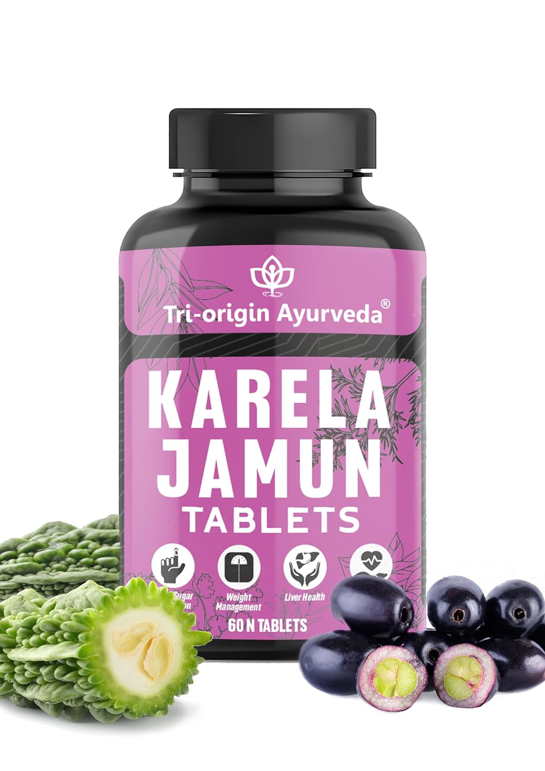 Tri-Origin Ayurveda Karela & Jamun 1000mg - 60 Tab