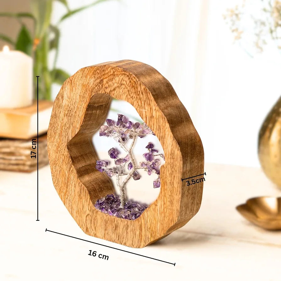 Ritualistic Amethyst Crystal Tree with Reindeer Handcrafted Feng Shui Gemstone Bonsai Tree