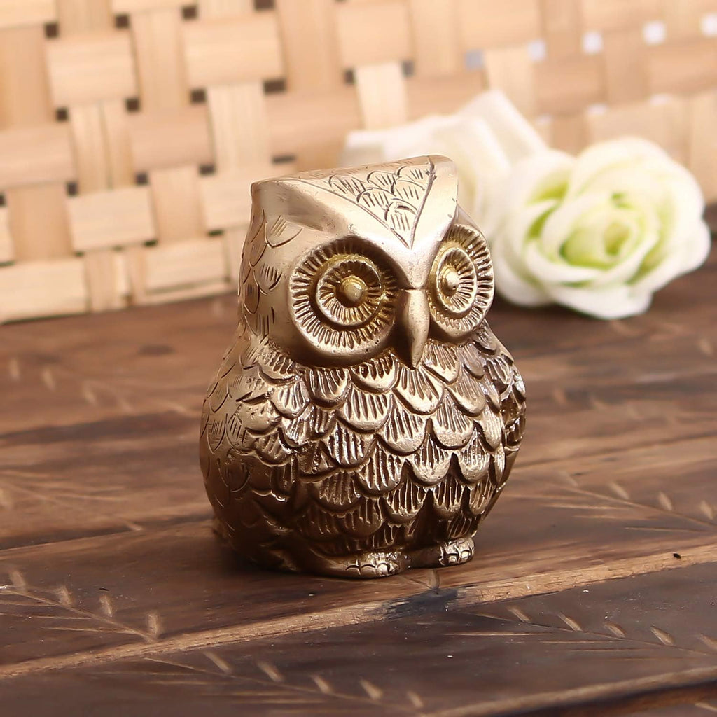 Ecraftindia Brass Decorative Owl Showpiece