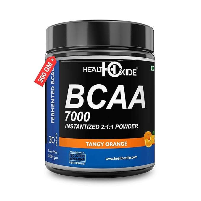 HealthOxide BCAA 7000 Amino Acid Instantized 2:1:1 Powder Orange - 300 gm