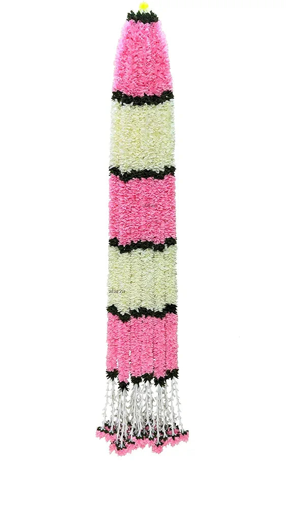 Afarza Artificial Flower Garland Toran for Door Entrance Home Decoration baby pink white Hanging 4pieces 5ft