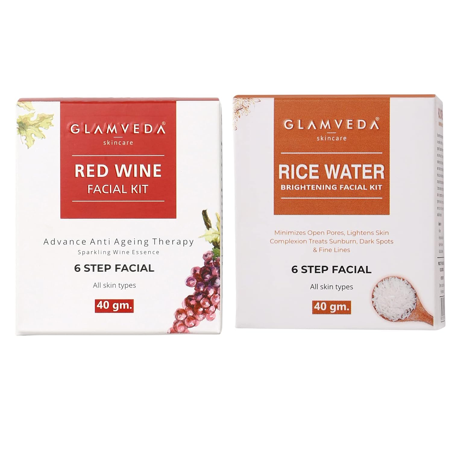 Glamveda Red Wine Advance Anti Ageing And Rice Water Brightening Facial Kit