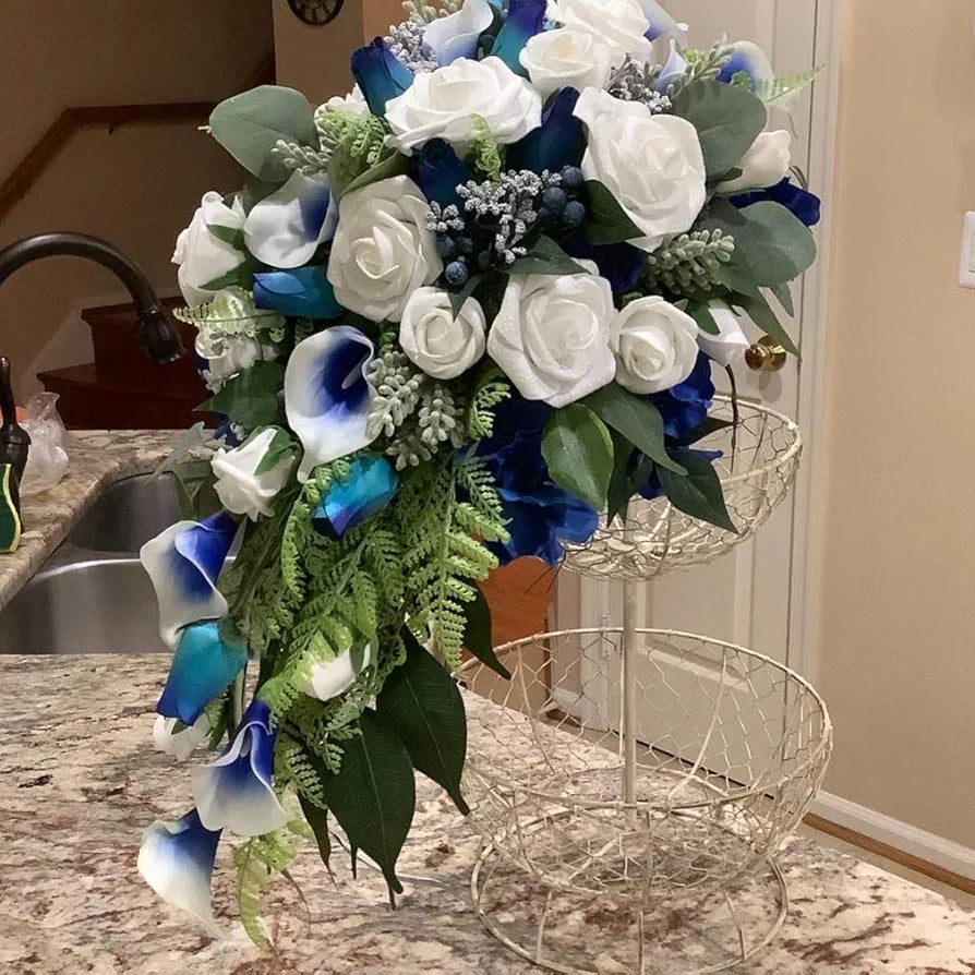 Artificial Roses Flowers Real Looking Fake Roses Artificial Foam Roses Blue