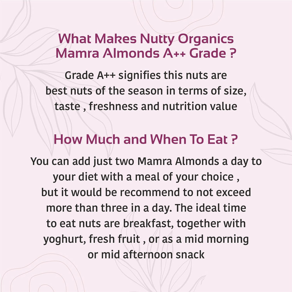 Nutty Organics Almonds Mamra (Grade A ++ Nuts, Premium,Rich In Oil, Imported) Richest Natural Source of Vitamins, Magnesium & Protien | Special Mamra Badam Giri