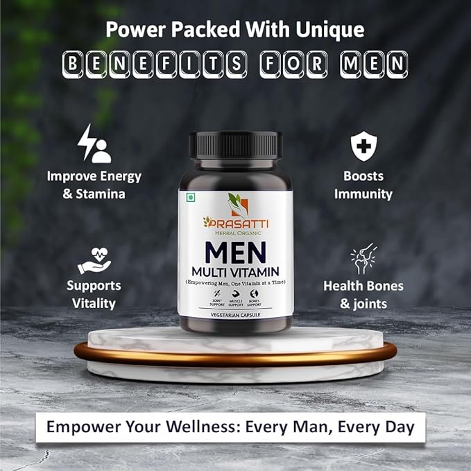 Prasatti Herbal Organic Plant Based Men Multivitamin - 90 Veg Caps