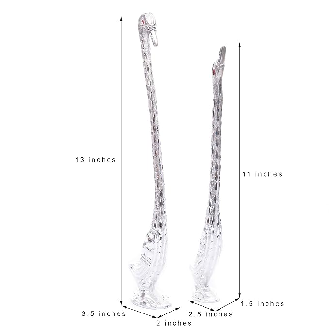 Ecraftindia Silver Metal Handcrafted Kissing Swan Couple Statues Love Birds Figurines Decorative Showpieces