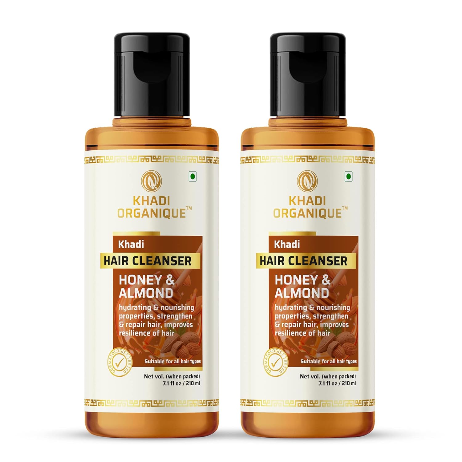 Khadi Organique Honey & Almond Hair Shampoo Cleanser - Pack Of 2 - 420 ml