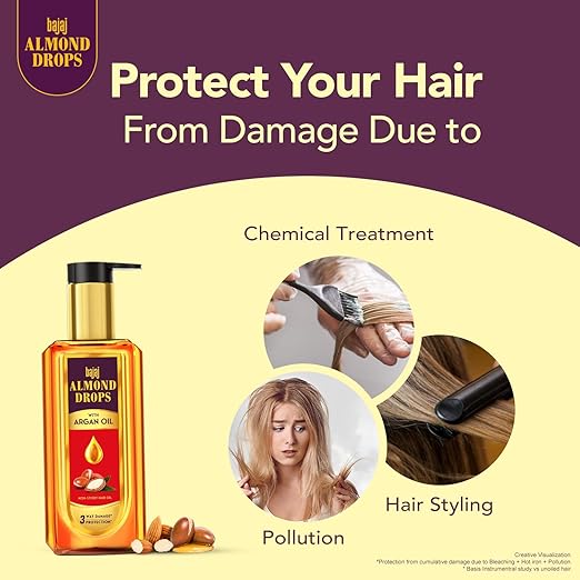 Bajaj Almond Drops Non Sticky Hair Oil With Almond and Argan Oil - 200 ml