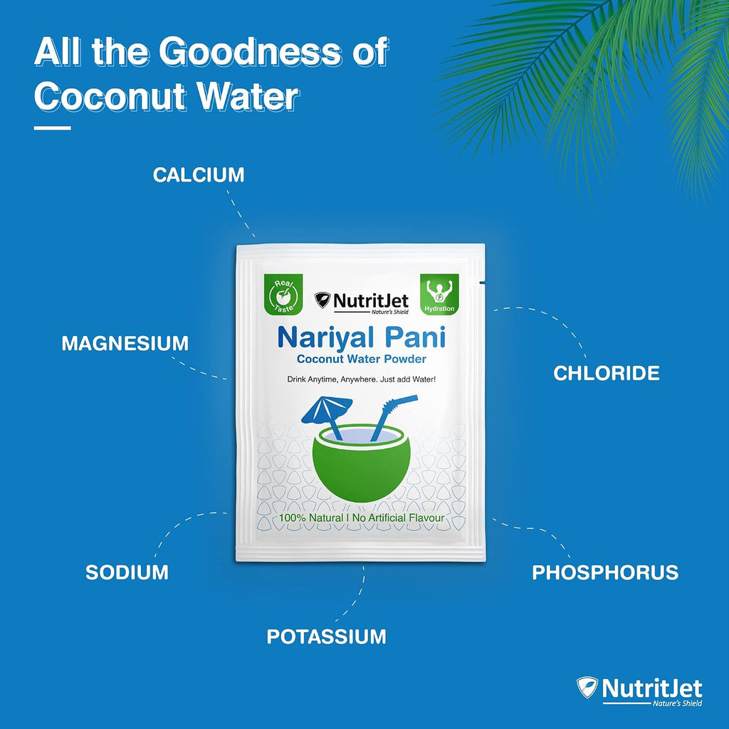 NutritJet Tender Coconut Water Powder For Hydration & Energy Nariyal Pani With No Artificial Colours,Made Using Young Coconuts & Tastes Just Like Real Tender Coconut Water Fresh (Pack Of 30)