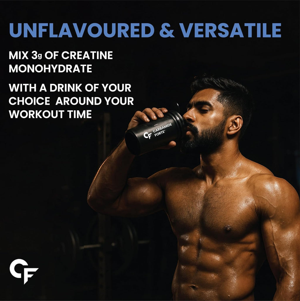 Carbamide Forte Creatine Mono hydrate Powder | Micronized Monohydrate Creatine 500g | Micronized Monohydrate Supplement for Lean Muscle, Strength & Energy - Unflavoured - 161 Servings - 500g