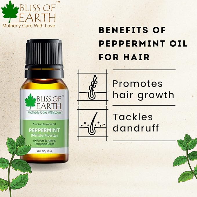 Bliss of Earth Premium Peppermint Mentha Piperita Essential Oil - 10 ml Each (Pack of 3)