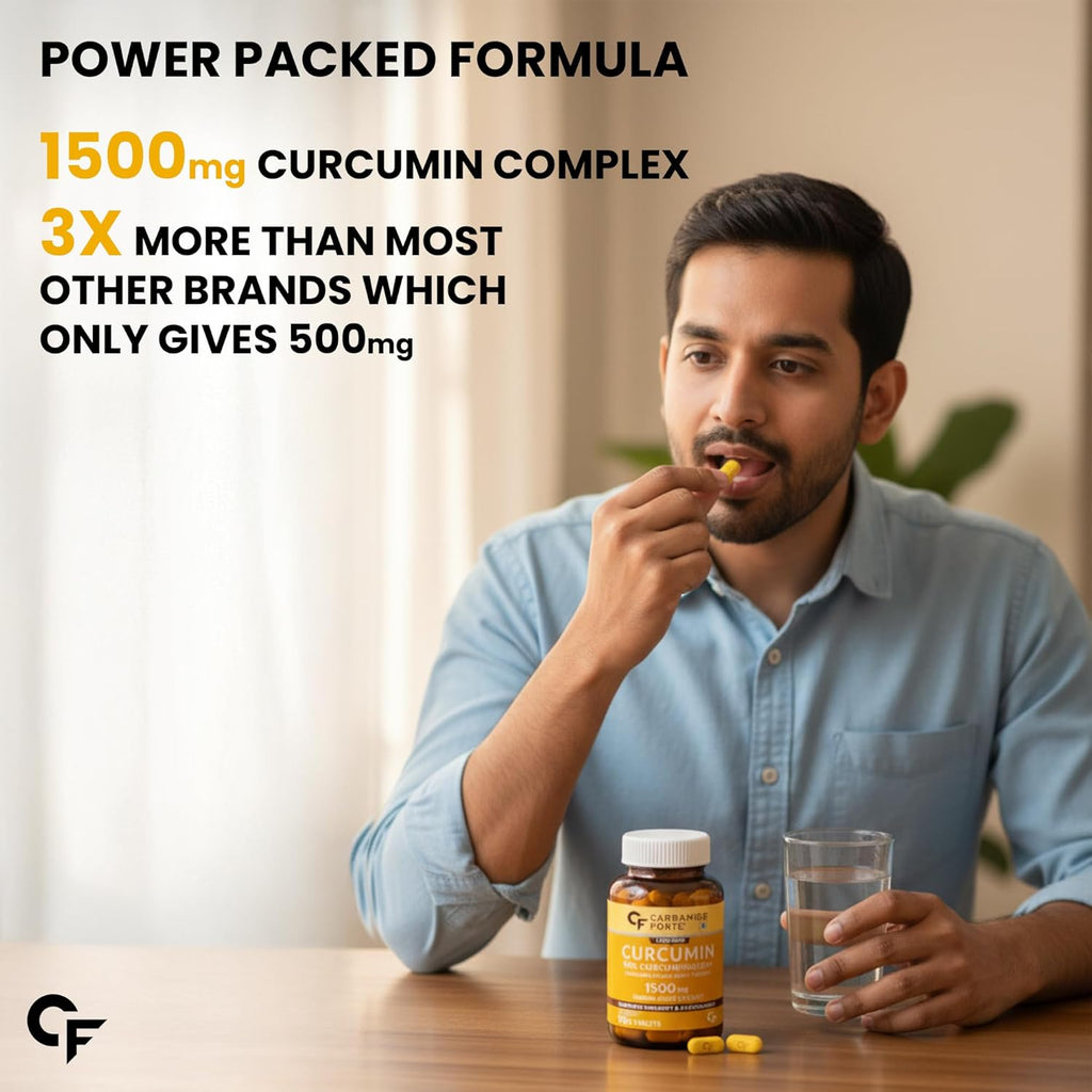 Carbamide Forte Curcumin Tablets with Piperine and 95% Curcuminoids | Anti inflammatory Supplement for Adults | With Curcuma Longa, Turmeric & Ginger Root extract | 90 Veg Tablets