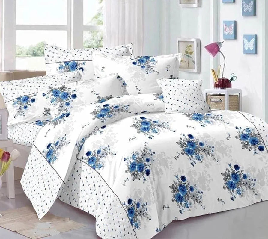 Starnstyle King Size Twill Cotton Double Bedsheet 300 TC Premium Collection Design Print Bedsheet with 2 Pillow Covers Multi Color Box