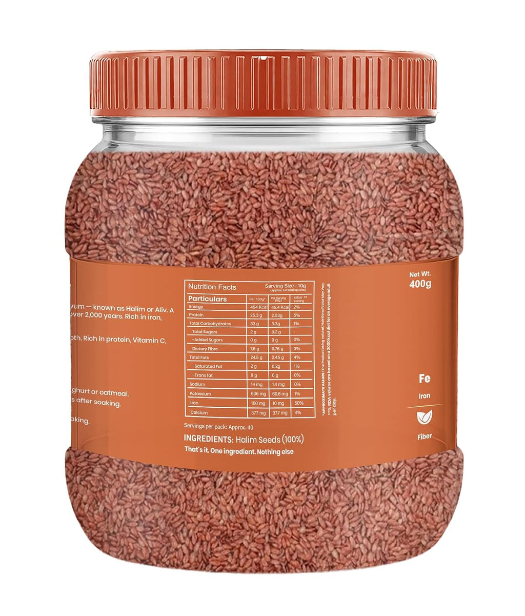 Livyor Premium Halim Seeds for eating - 400 g | Aliv seeds | Garden Cress Seeds | High in Fibre | Helps in hair growth | Rich in Omega 3 | Raw and Natural | Immunity Booster Super food | Pack of 1