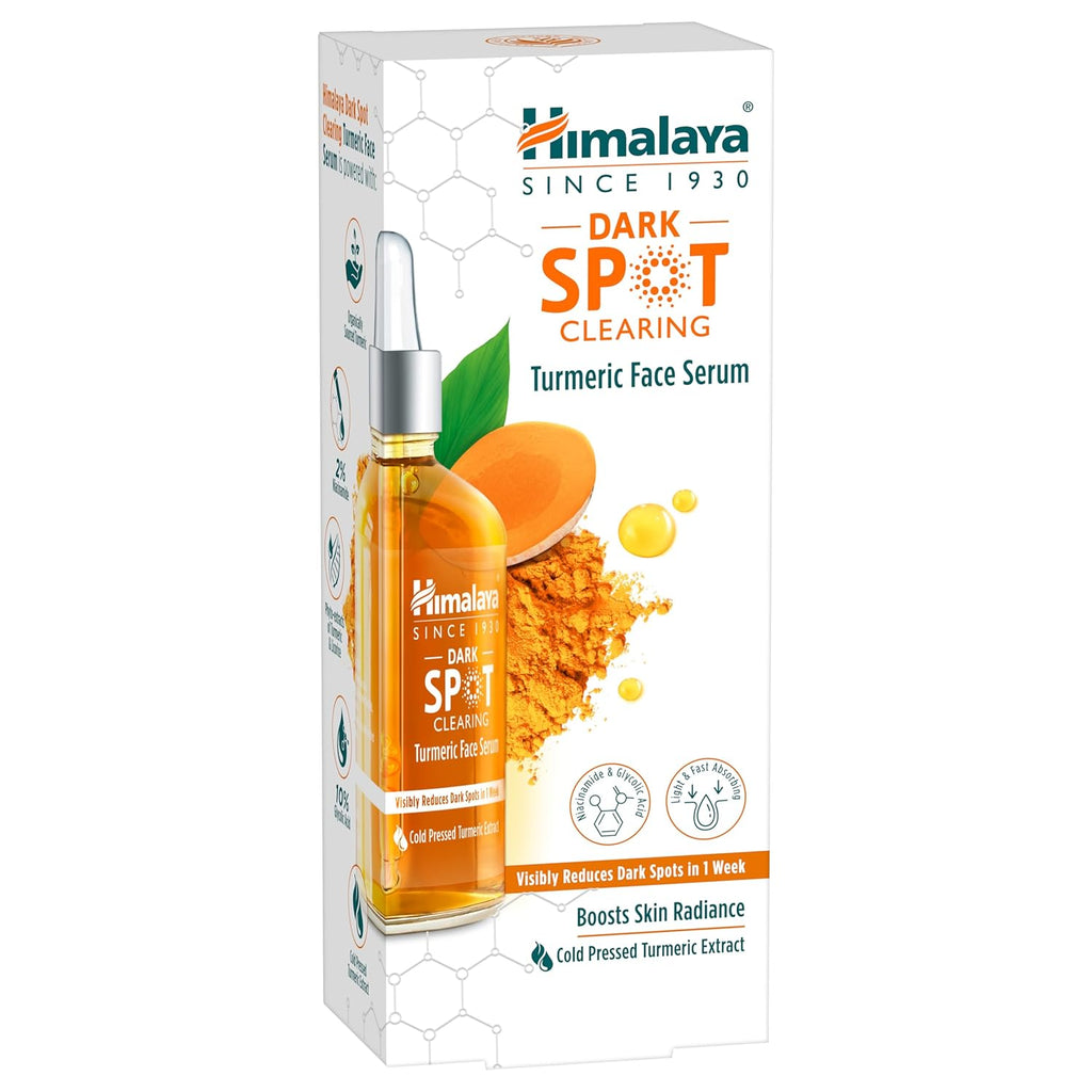Himalaya Dark Spot Clearing Turmeric Face Serum for glowing skin | with Niacinamide, Glycolic acid & Organically sourced Turmeric | Reduces Dark Spots from Day 7 for Glowing skin | 30ml