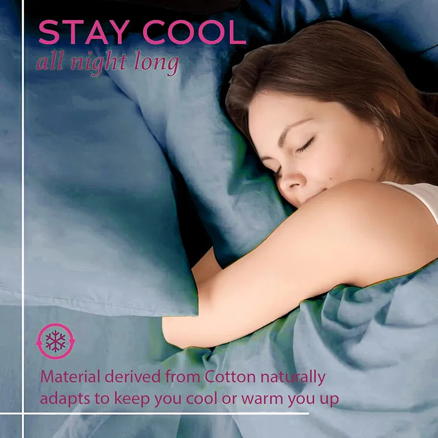 Trance Home Linen Premium 300 Tc Pure 100% Cotton Solid Single Size Fitted Bedsheet with 1 Pillow Cover Colour Teal