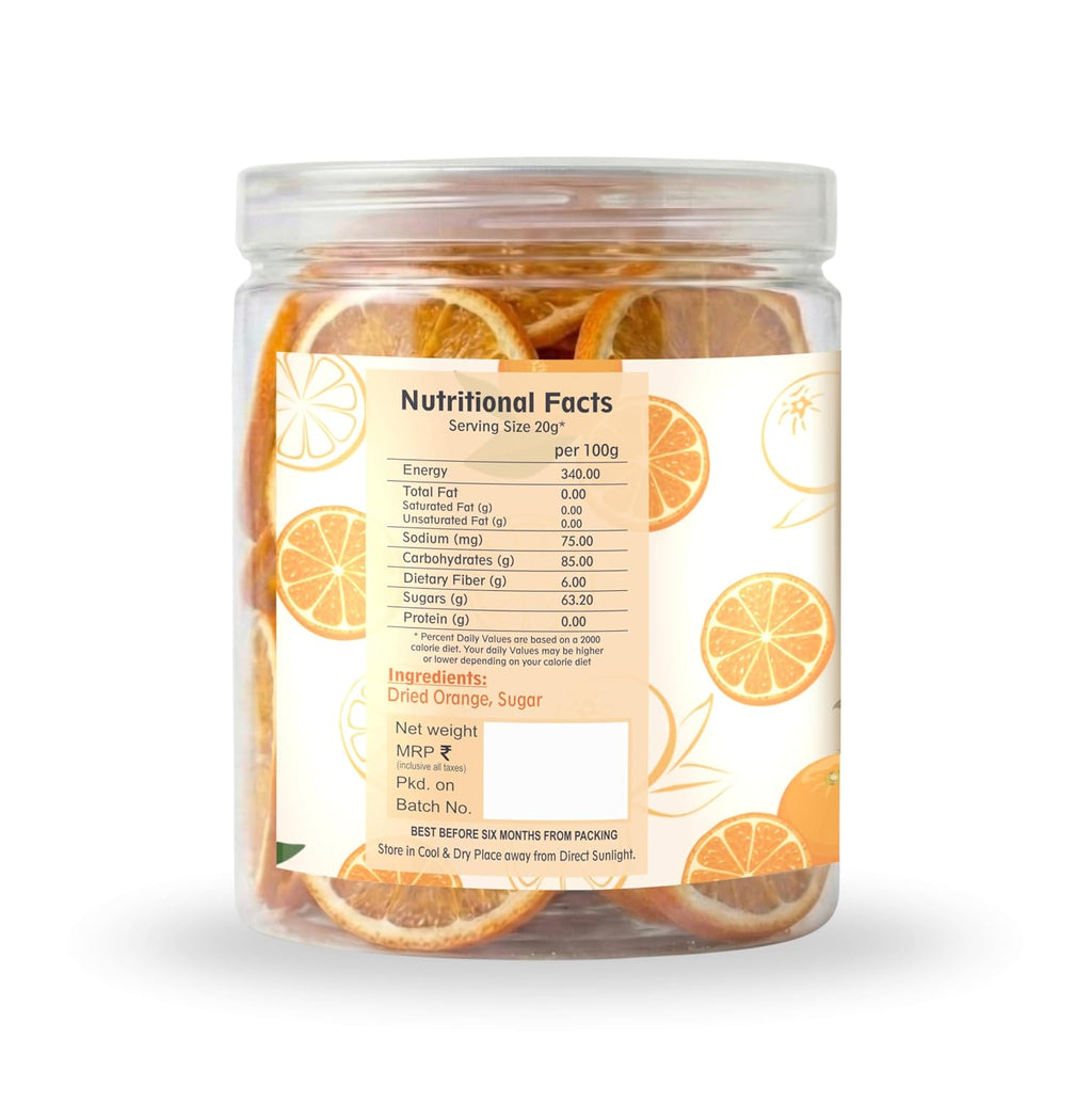 Nutriefoods Premium Dried Orange Slices, 250gm, Rich in Vitamin C, 100% Natural Orange Bites, Nutritious Fruit Candy