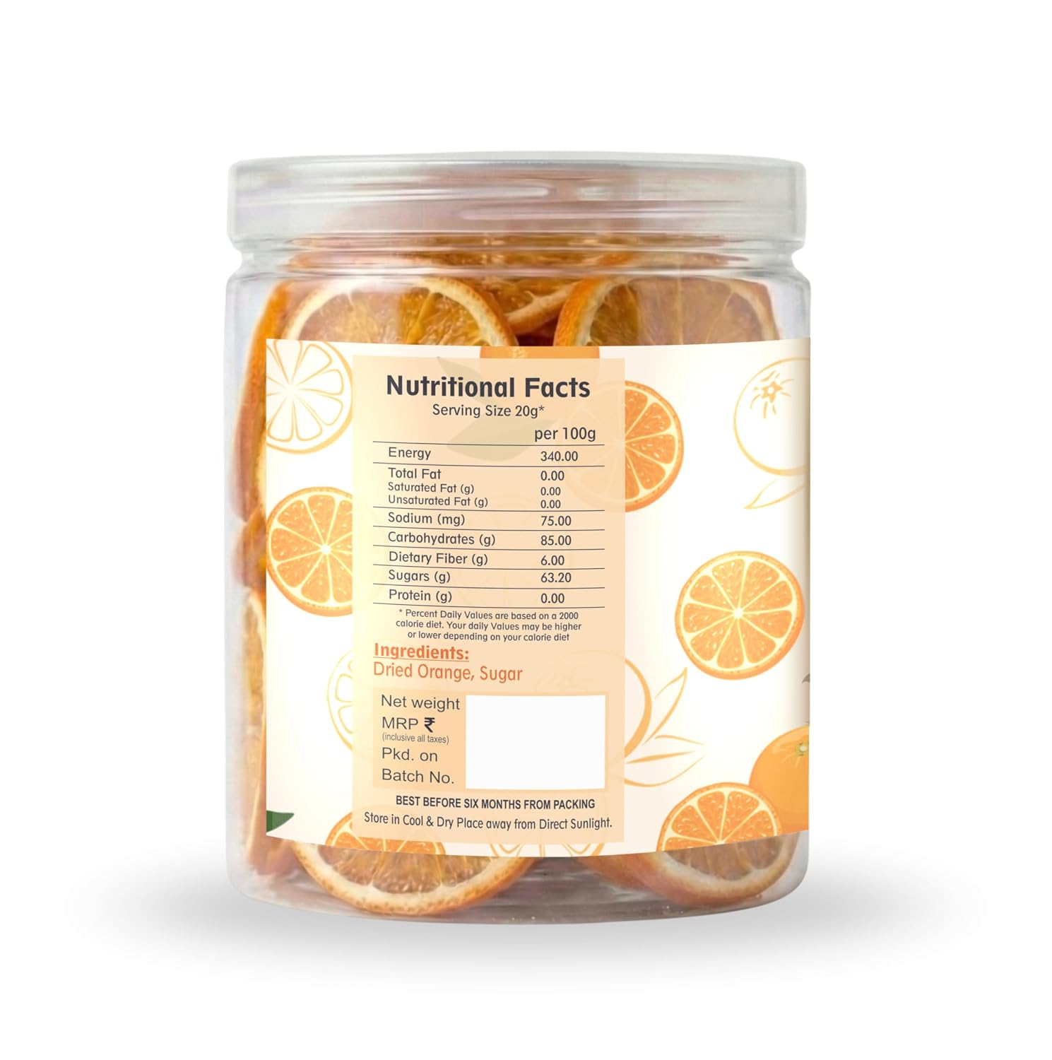 Nutriefoods Premium Dried Orange Slices, 250gm, Rich in Vitamin C, 100% Natural Orange Bites, Nutritious Fruit Candy