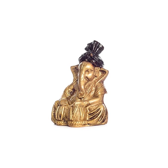 Ecraftindia Lord Ganesha Playing Tabla Statue | Brown