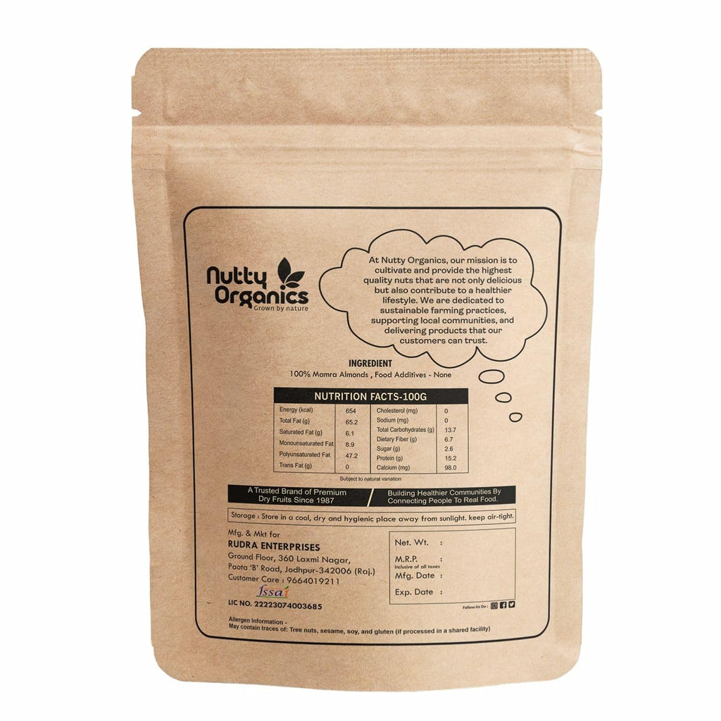 Nutty Organics Almonds Mamra (Grade A ++ Nuts, Premium,Rich In Oil, Imported) Richest Natural Source of Vitamins, Magnesium & Protien | Special Mamra Badam Giri