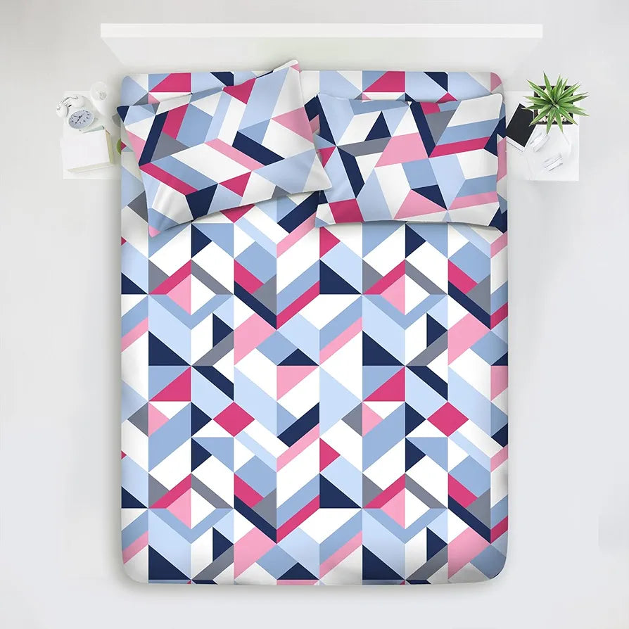 Layers Argos Bedsheet Set for All Seasons Lightweight Moisture Absorbent 225 CVC King Size Multicolor