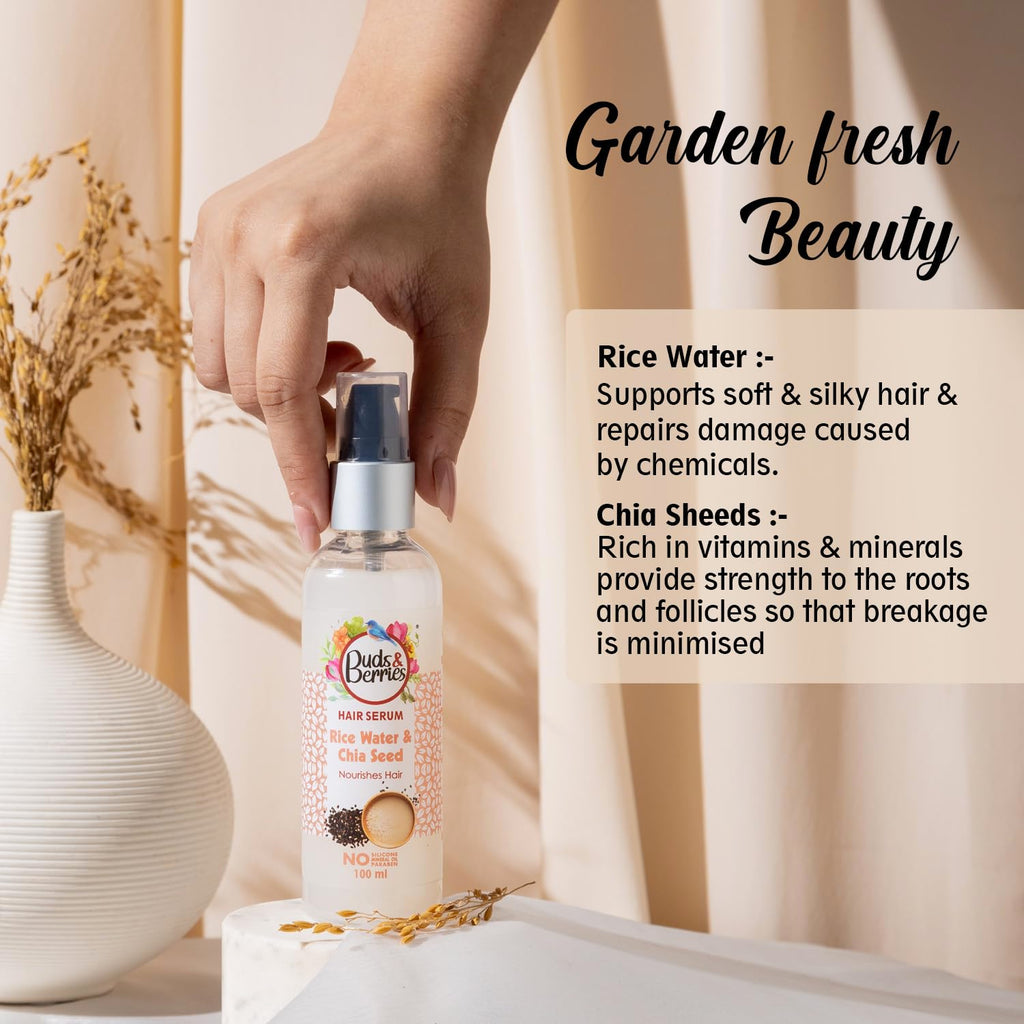Buds & Berries Rice Water and Chia Seeds Nourishment Hair Serum - 100 ml
