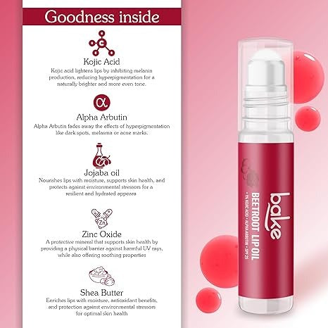 Bake 1% Kojic Acid Beetroot Tinted Brightening Lip Balm - 15 gms
