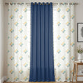 Urban Space Cotton Curtains for Door Set of 3 Curtains for Home Decor Mosaic Yellow and Blue & Aura Indigo