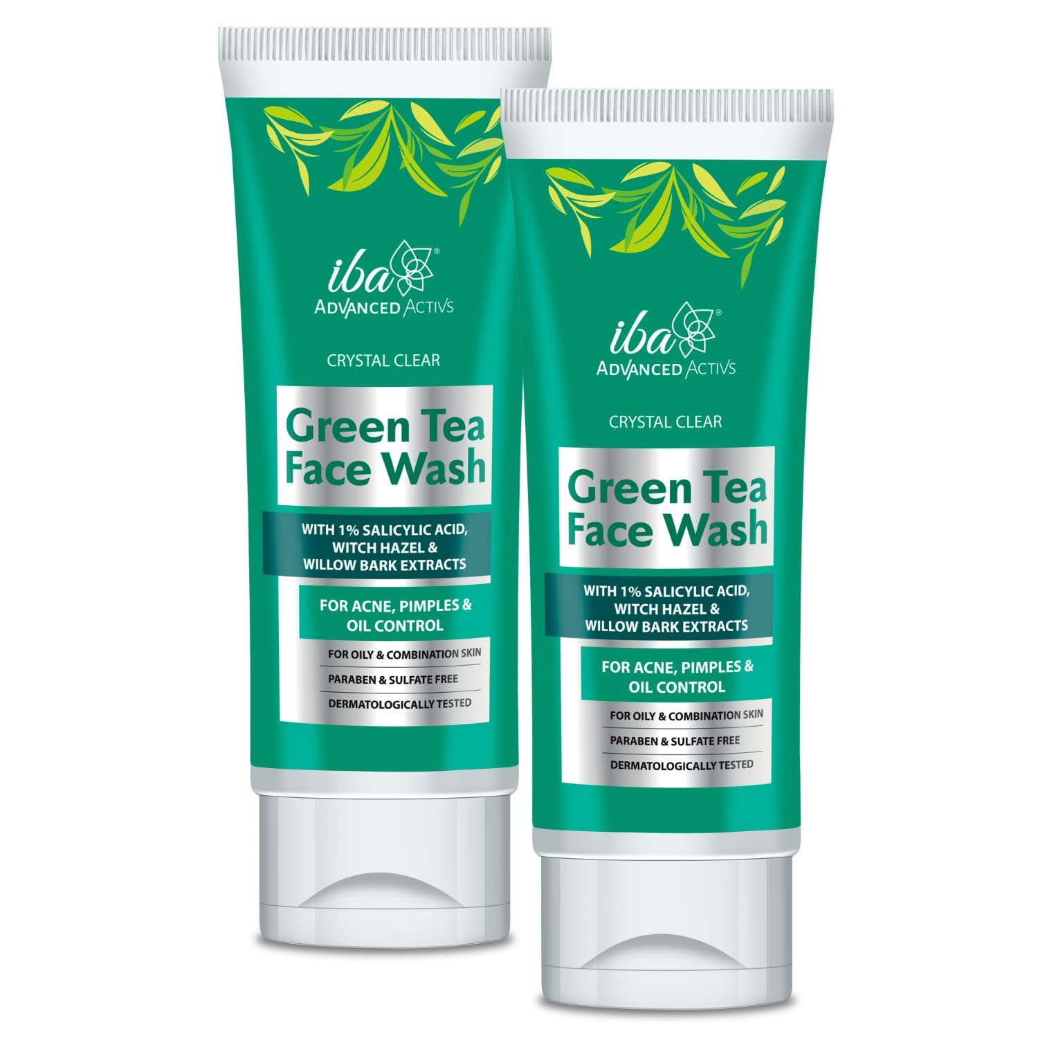 Iba Advanced Active Crystal Clear Green Tea Face Wash - 100 Ml | Pack of 2