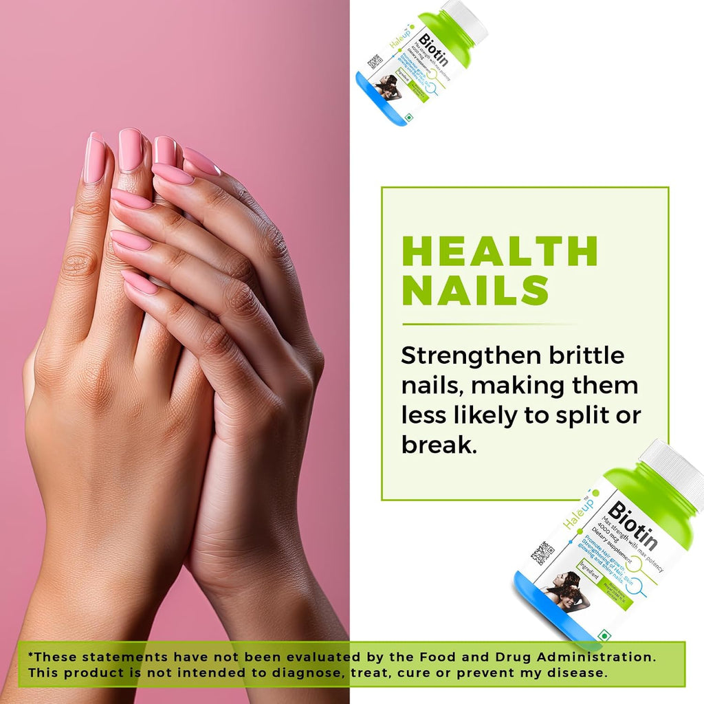 Haleup Biotin caps, Royal DSM, Switzerland – For Strong Hair & Healthy Skin –60 caps || Hair || Skin || Nails (1 Packs X 60 capsules)