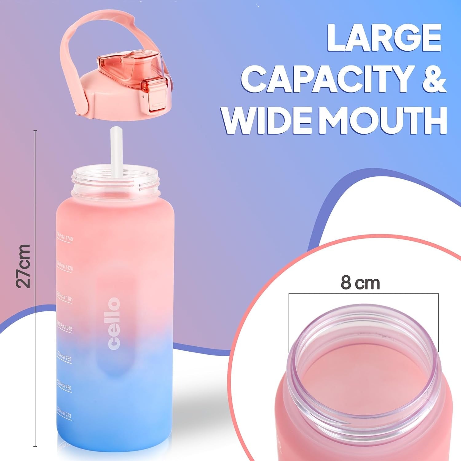 CELLO All Day Set of 3 Pieces Water Bottles (310ml, 790ml, 2085ml)