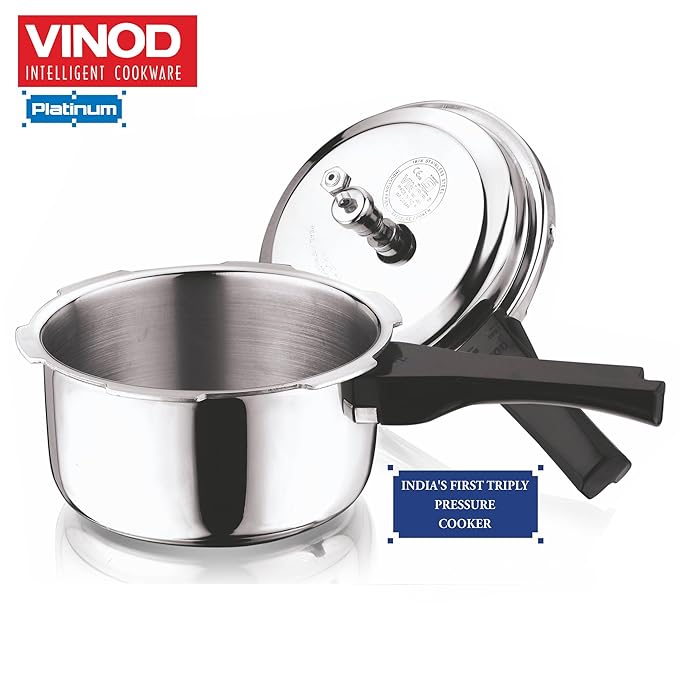 Vinod Platinum Triply Stainless Steel Outer Lid Pressure Cooker 5 Litres