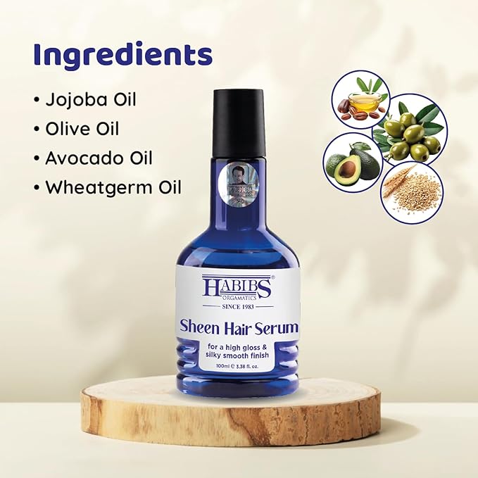 Habibs Orgamatics Sheen Hair Serum For Smooth Anti-Frizz Hair Serum - 100 ml (Pack of 2)