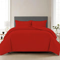 Trance Home Linen Zippered 100% Cotton 200 TC Satin Stripe King Size Duvet Cover Quilt Cover Blanket Cover Razai Comforter Cover with 2 Pillow Covers Colour Bright Red