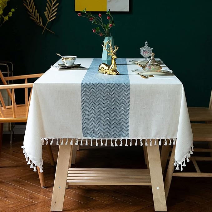 Urban Space Sicilia Table Linen Collection Table Cover for 4 Seater Anti Skid Table Cloth Colour Mid Blue