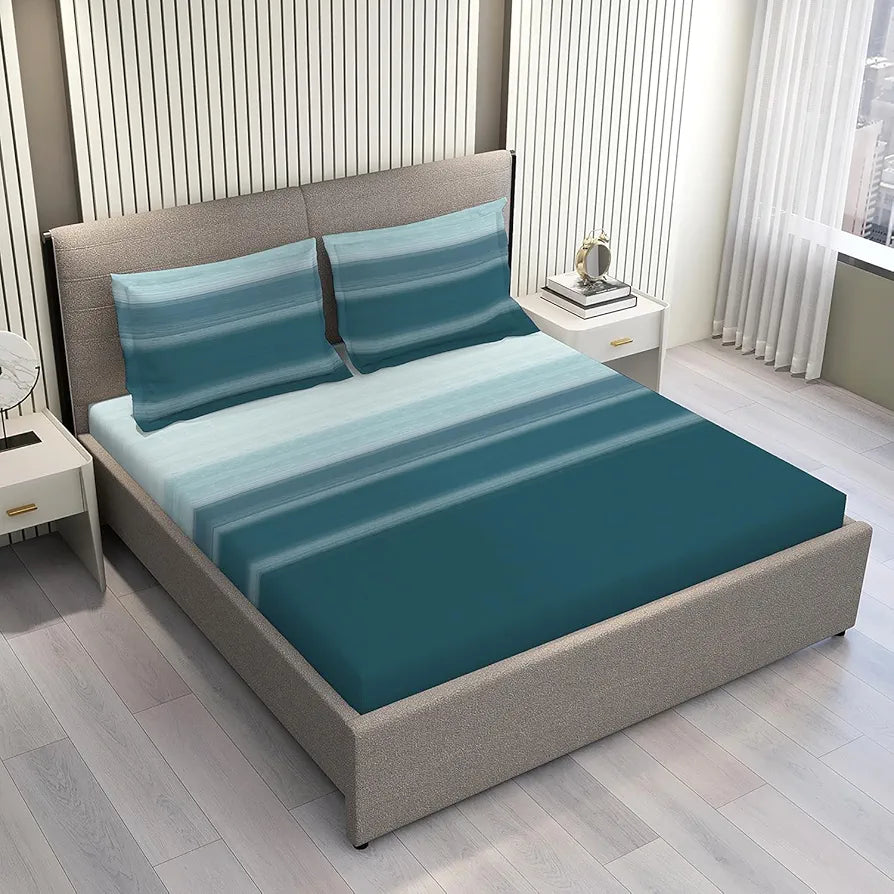 Layers Duracount Bedsheet Set for All Seasons Lightweight 225 CVC King Size Blue1