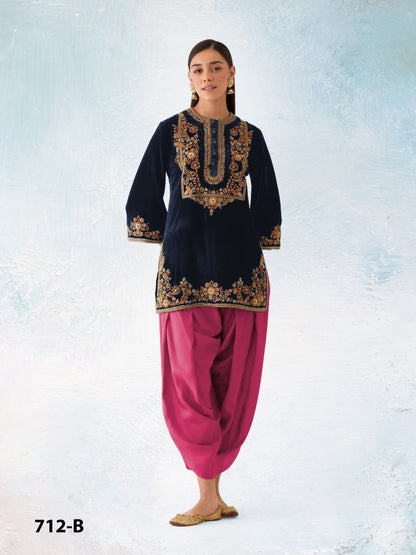Anaita Black-Red Embroidery Sequence & Thread Work Velvet Salwar Suit