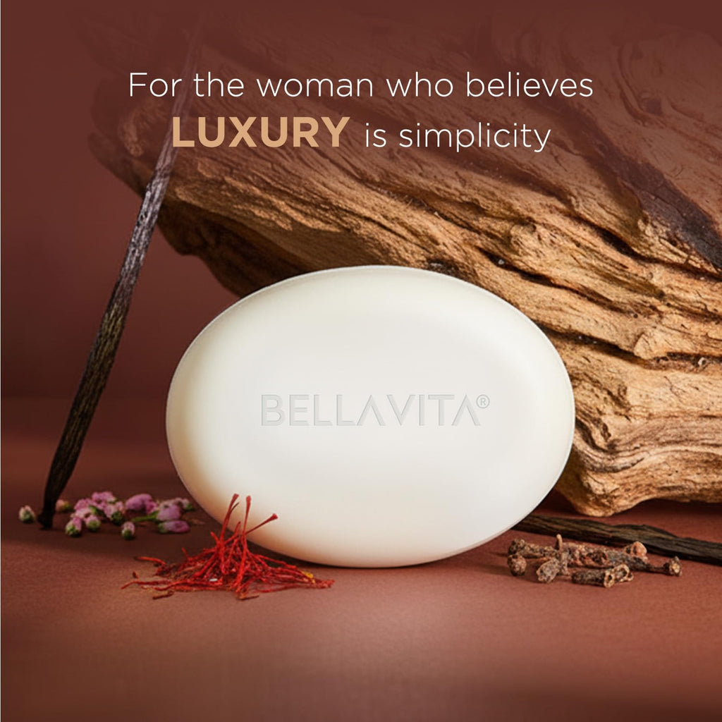 BELLAVITA Perfume Bathing Soap Bar for Women 3 x 100Gm with Pure Glycerin for Glowing Skin | Date, Glam and White Oud | Paraben and SLS Free
