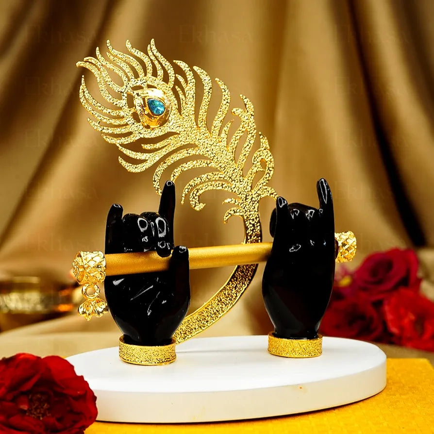 Ekhasa Lord Krishna Hands with Flute Idol Black Krishna Hands