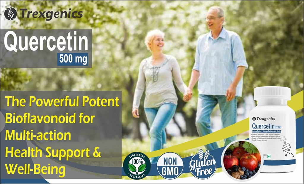 Trexgenics QUERCETIN 500 mg Respiratory Health, Cardiovascular Health, Joint Health Support (30 Veg. Capsules) (Pack of 1)