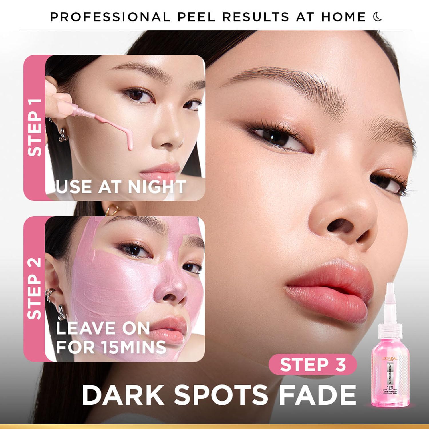 Lâ€™OrÃ©al Paris Glycolic-Bright Anti Dark Spot Exfoliant Peel 15% AHA + BHA + PHA + Niacinamide 25ml | Suitable for Sensitive Skin | Results in 1st use