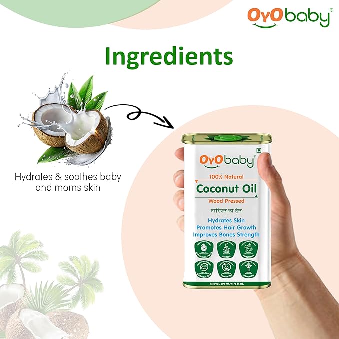Oyo Baby Massage Oil Pure & Natural Coconut Baby Oil - 200 ml