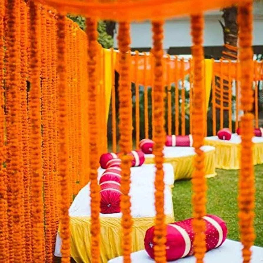 Artificial Marigold Garlands Pack of 15 Yellow Orange & Multi