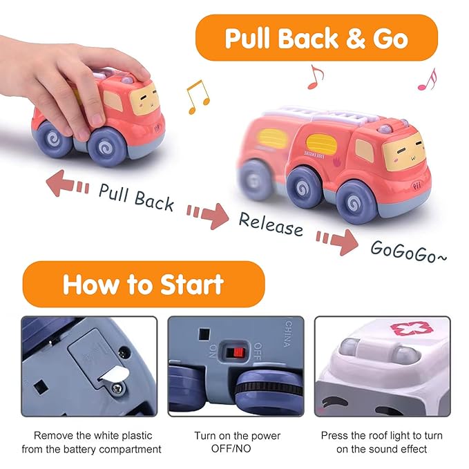Kidology Push & Go Baby Car Toy Set Friction Powered